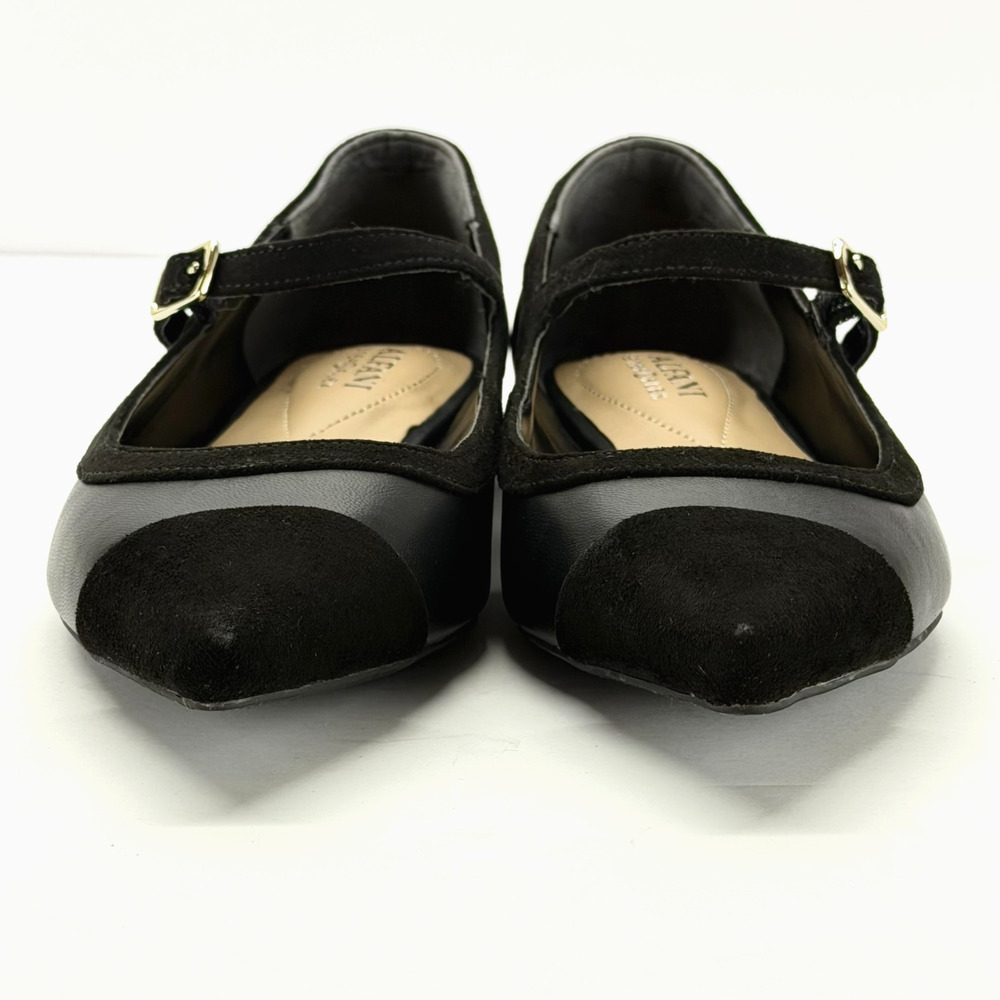 Alfani Step N Flex Ankle Strap Pointed Toe Flats Black Gold Sze 6M Classic Comfy - Picture 6 of 10